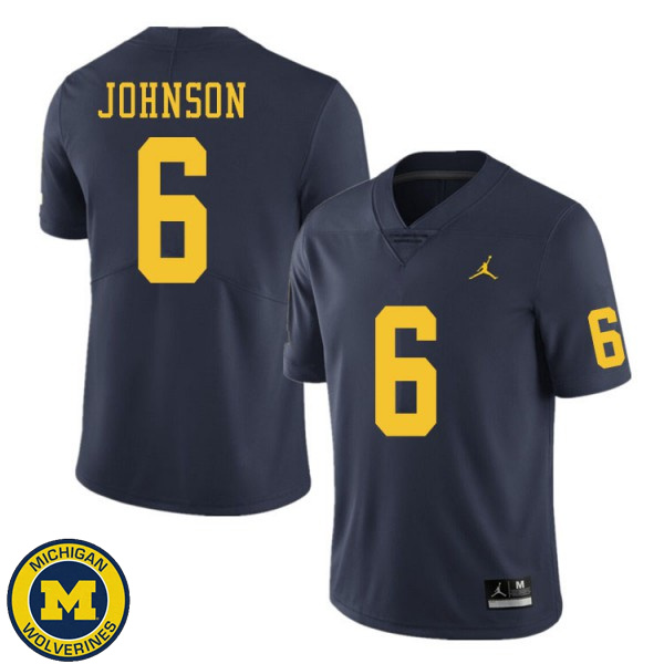 Mens University of Michigan #6 Cornelius Johnson Navy High School Jersey